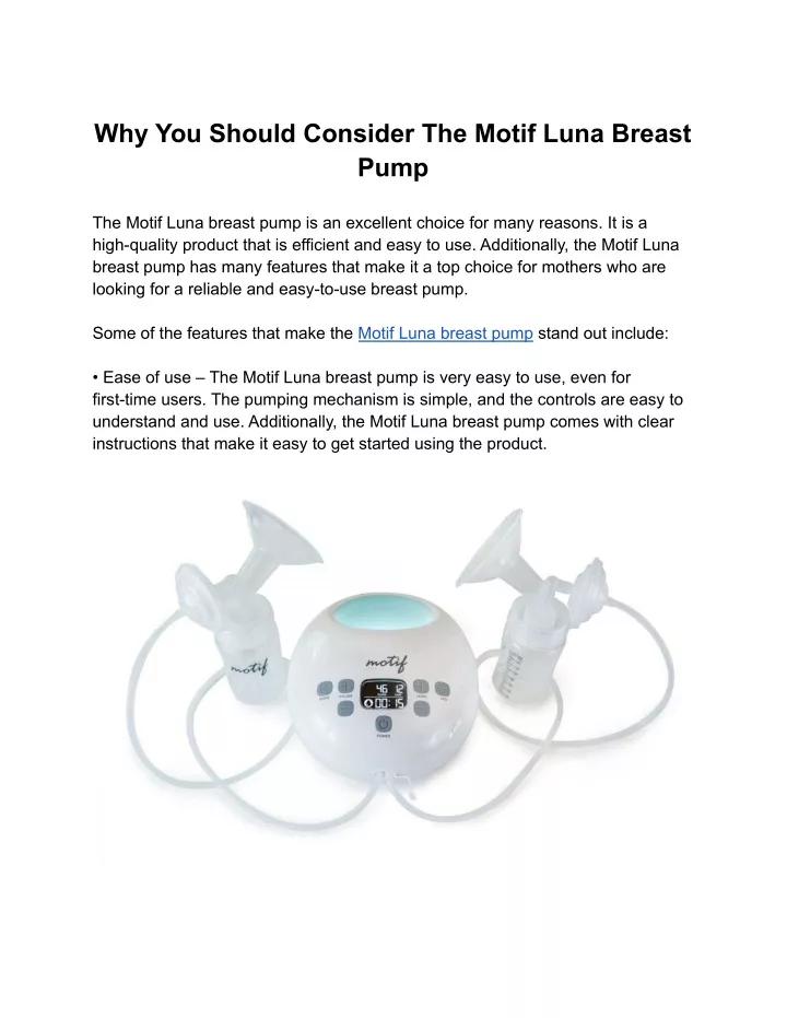 PPT Why You Should Consider The Motif Luna Breast Pump PowerPoint 