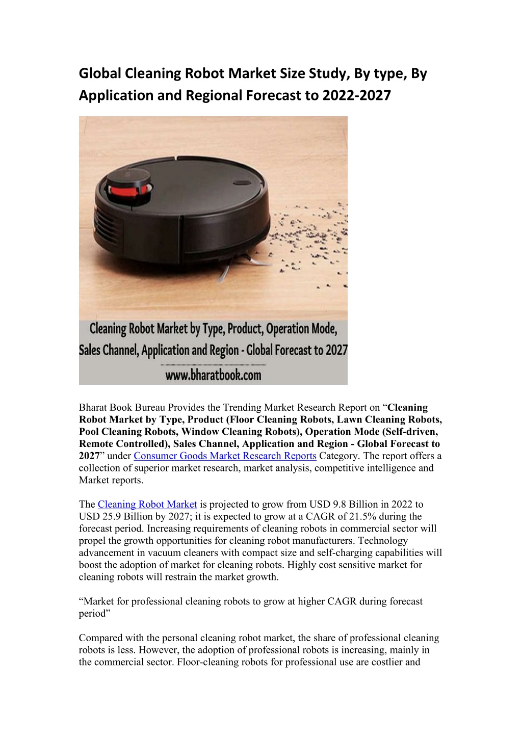 PPT Global Cleaning Robot Market Research Report 20222027 PowerPoint