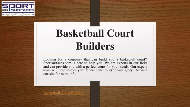 PPT Basketball Court Builders Sportsurfaces com PowerPoint