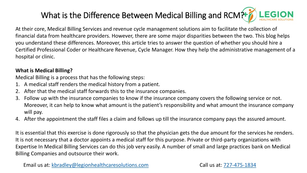 Ppt What Is The Difference Between Medical Billing And Rcm Powerpoint Presentation Id11682914 