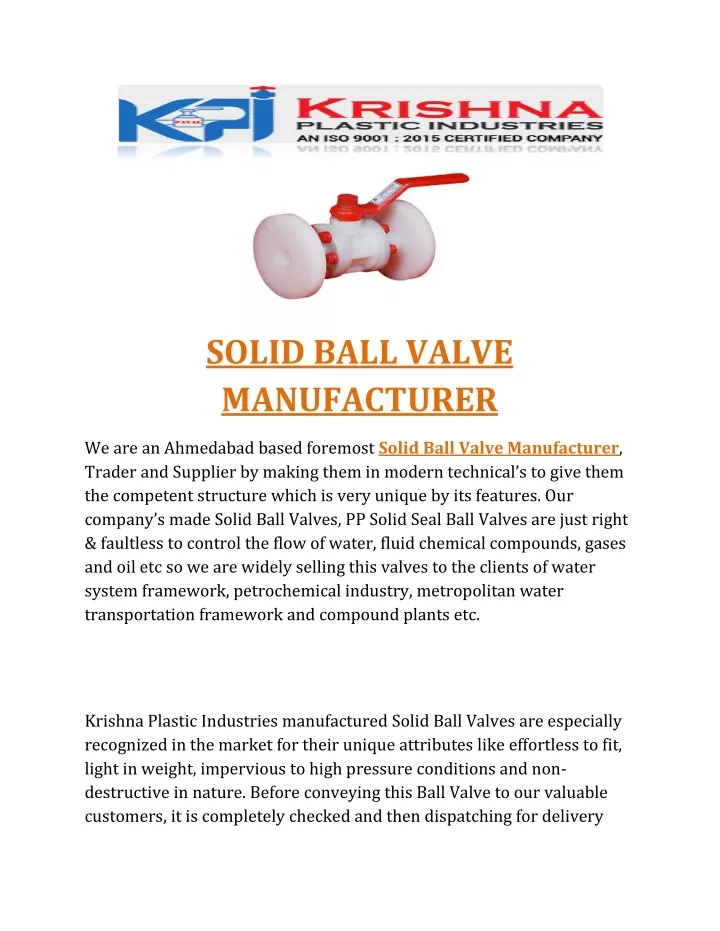 PPT SOLID kpi BALL VALVE PowerPoint Presentation, free download ID