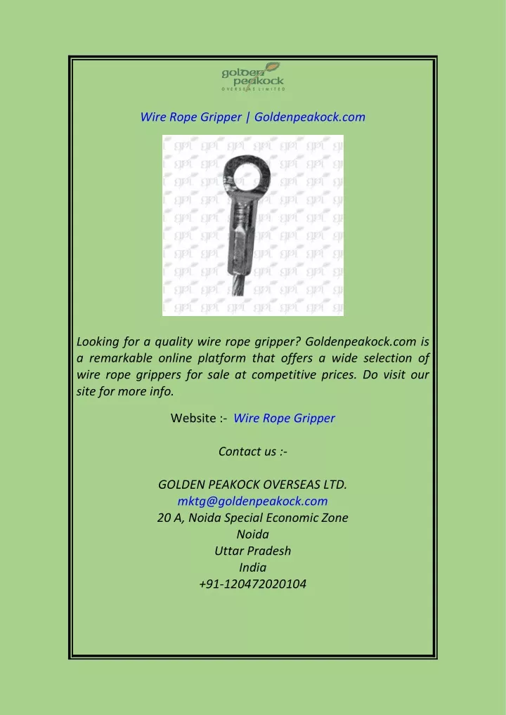 PPT Wire Rope Gripper PowerPoint Presentation, free