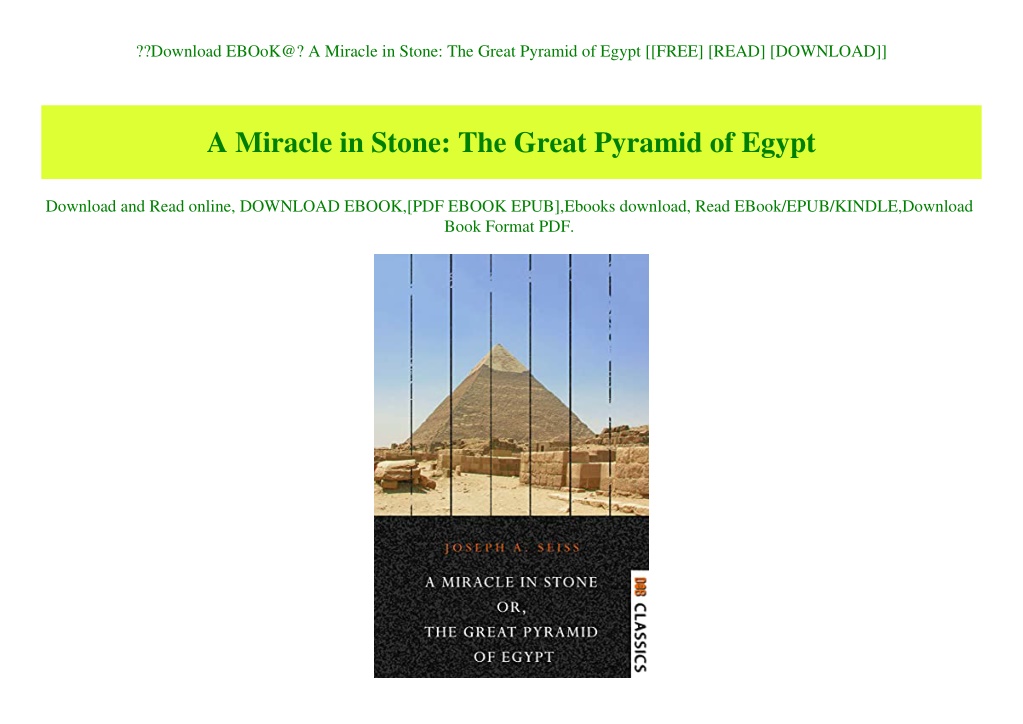 PPT - Download EBOoK@ A Miracle in Stone The Great Pyramid of Egypt ...