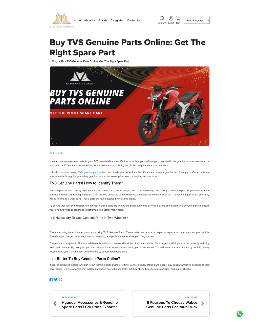 PPT TVS genuine parts exporter PowerPoint Presentation, free download