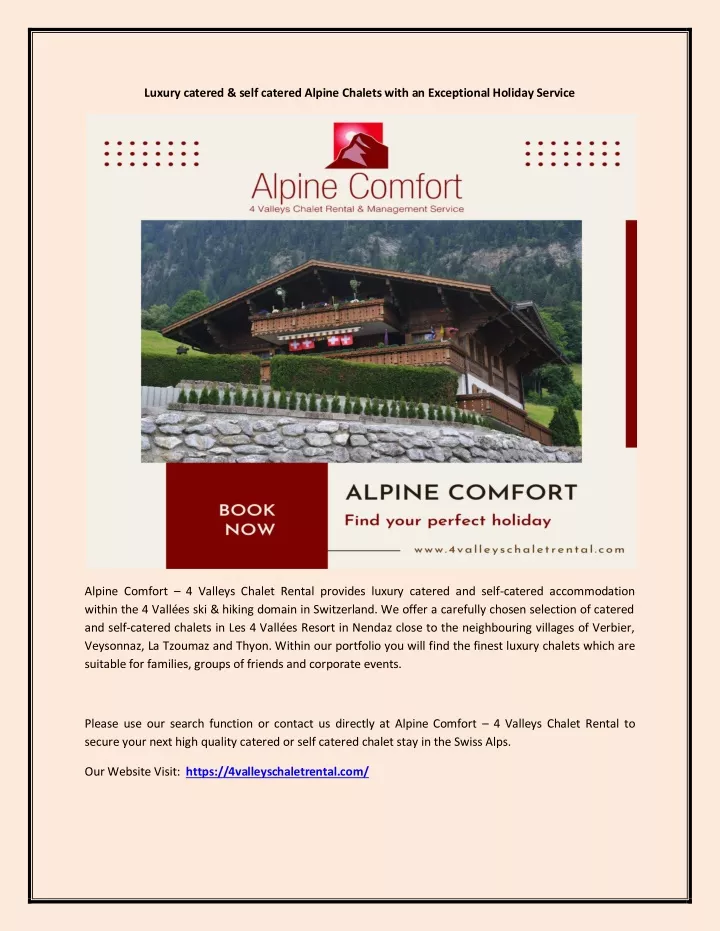 PPT Luxury catered & self catered Alpine Chalets with an Exceptional