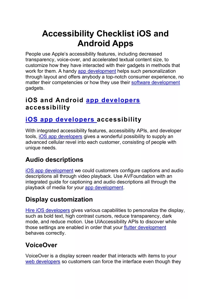 PPT Accessibility Checklist iOS and Android Apps PowerPoint