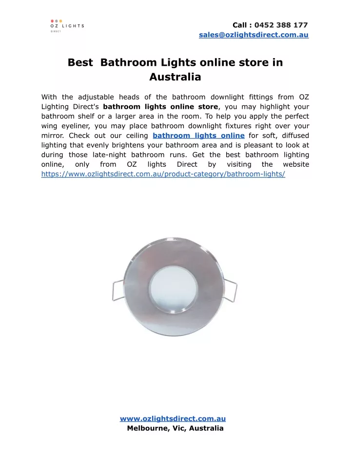 PPT Best Bathroom Lights online store in Australia PowerPoint