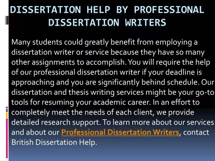 dissertation writers help