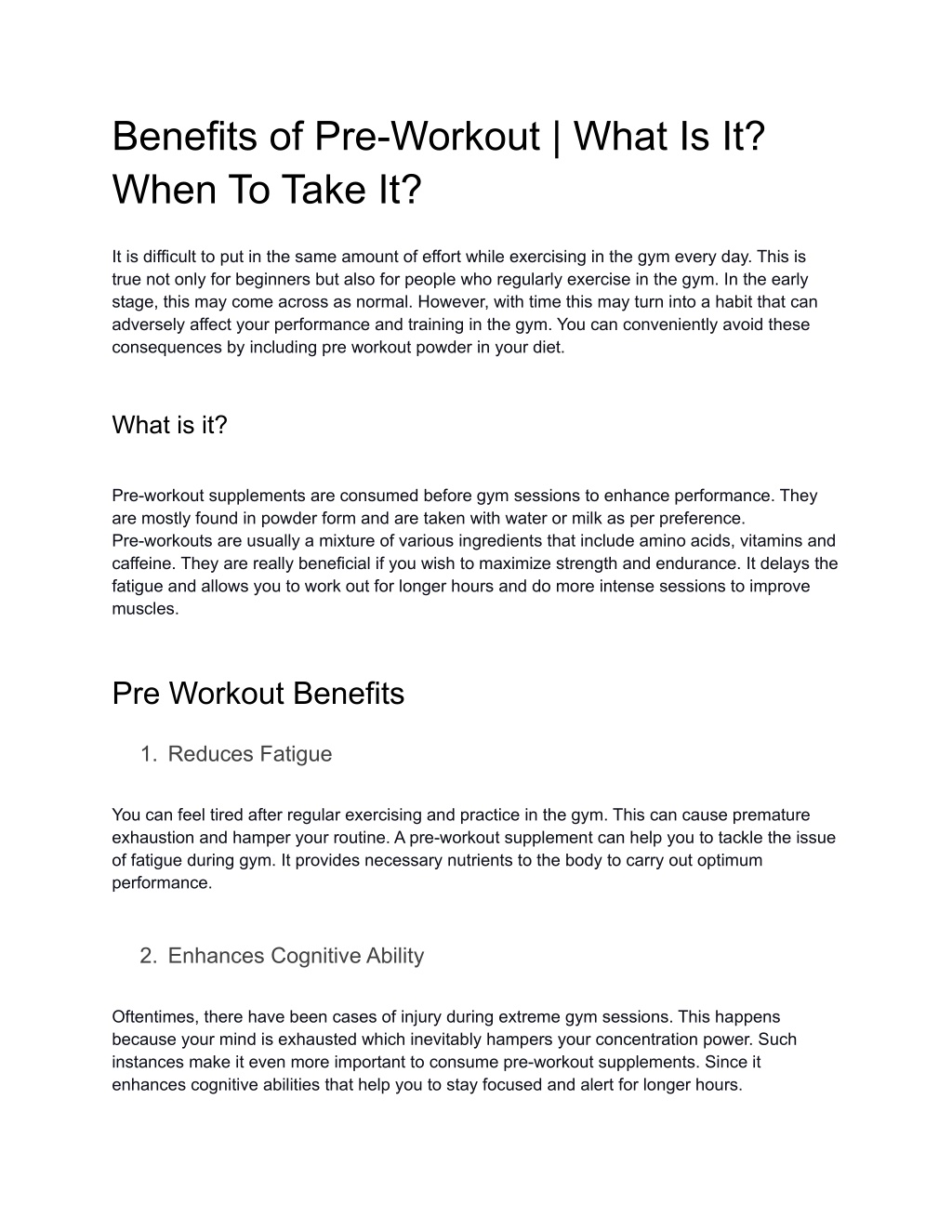 Ppt - Benefits Of Pre-workout   What Is It  When To Take It  Powerpoint 