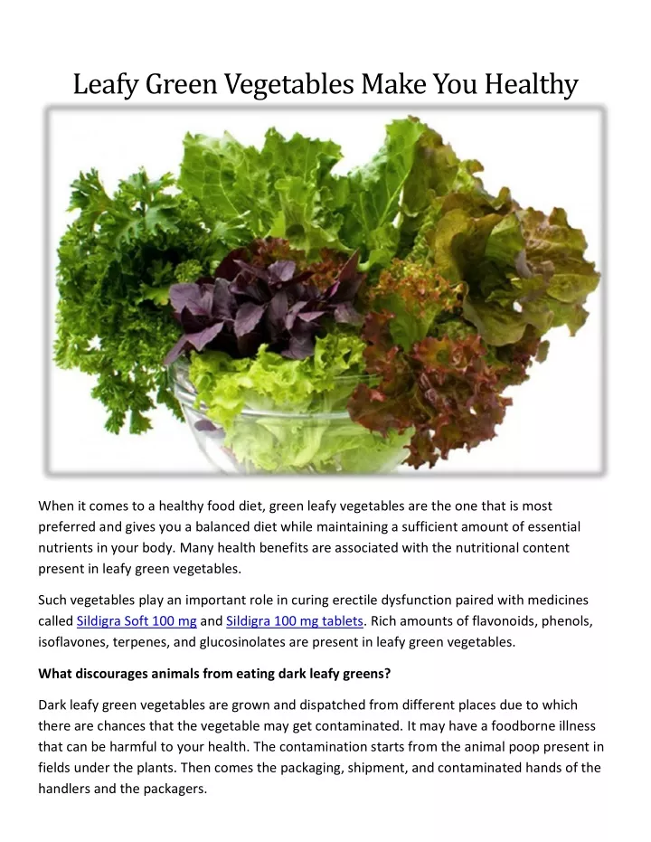 PPT - Leafy Green Vegetables Make You Healthy PowerPoint Presentation ...