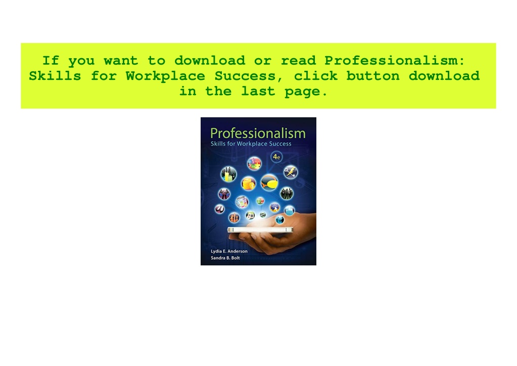 PPT - [Pdf]$$ Professionalism Skills For Workplace Success Full Book ...