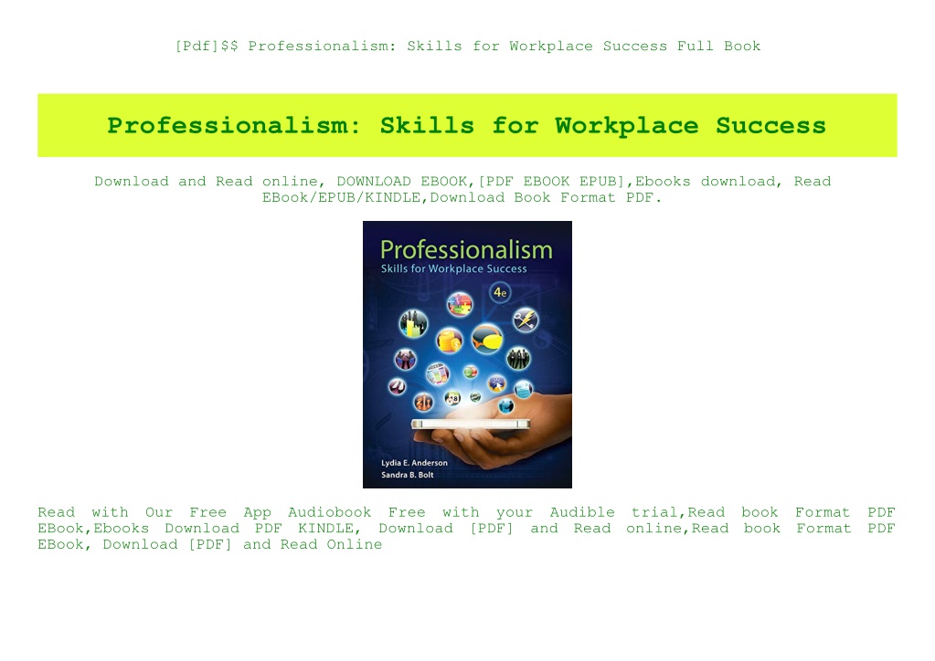 PPT - [Pdf]$$ Professionalism Skills for Workplace Success Full Book ...