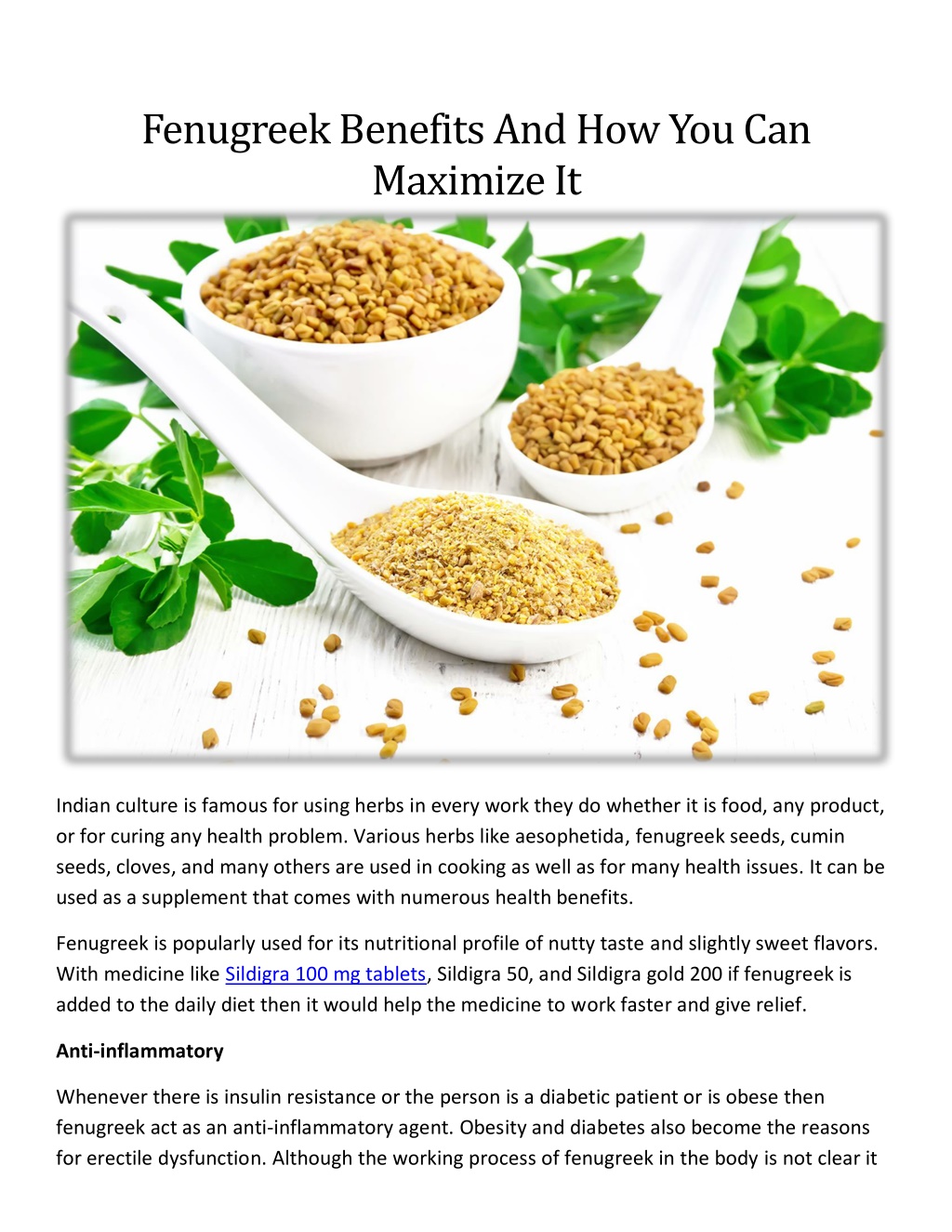 PPT - Fenugreek Benefits And How You Can Maximize It PowerPoint ...