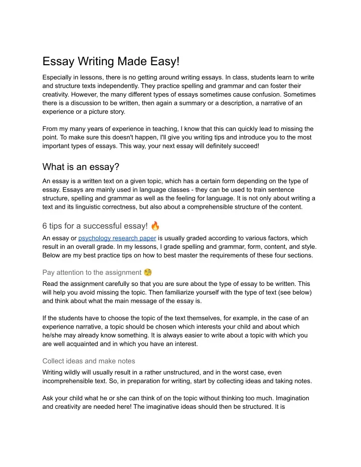 essay writing made easy pdf