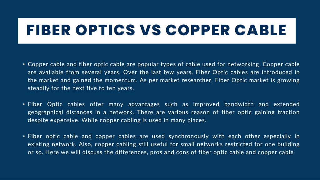PPT - Fiber Optics Vs Copper Cable PowerPoint Presentation, free ...
