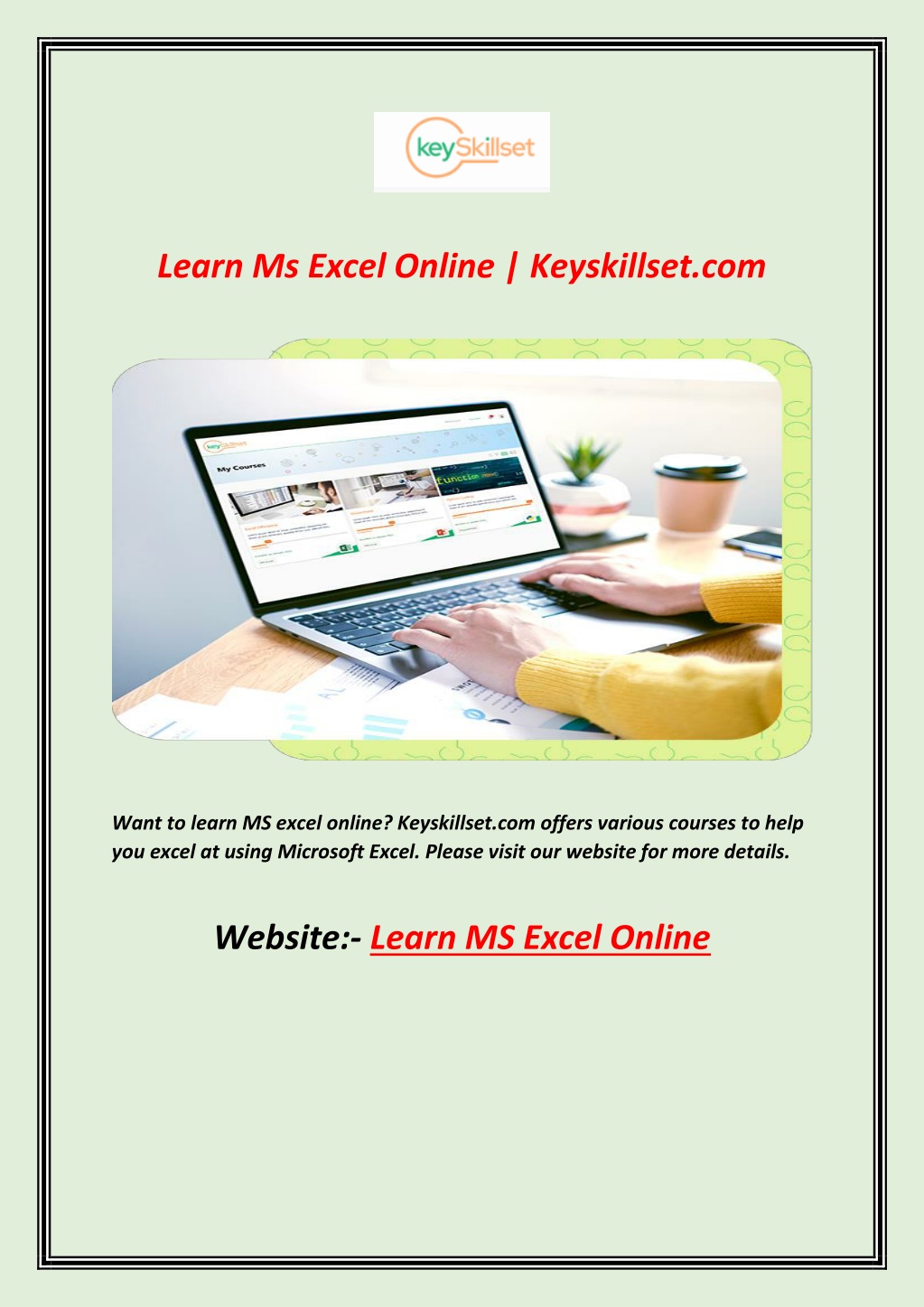 Ppt learn ms excel online keyskillset powerpoint presentation free