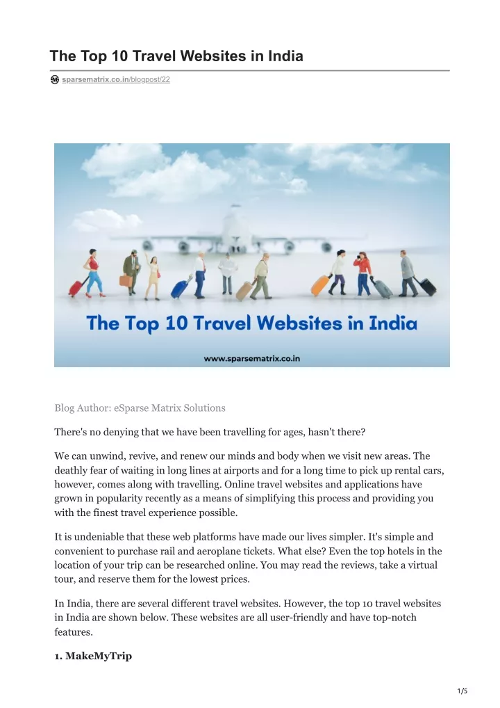 top 10 travel websites in india