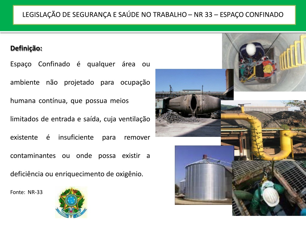 PPT - NR-33 SEGURANÇA E SAÚDE NOS TRABALHOS EM ESPAÇOS CONFINADOS  PowerPoint Presentation - ID:7015252