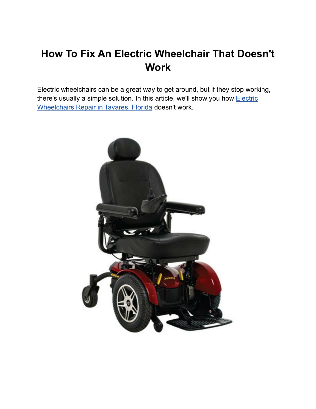 PPT How To Fix An Electric Wheelchair That Doesn't Work PowerPoint