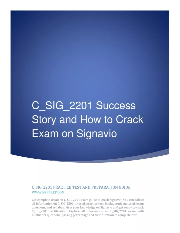 C-SIG-2201 Antworten