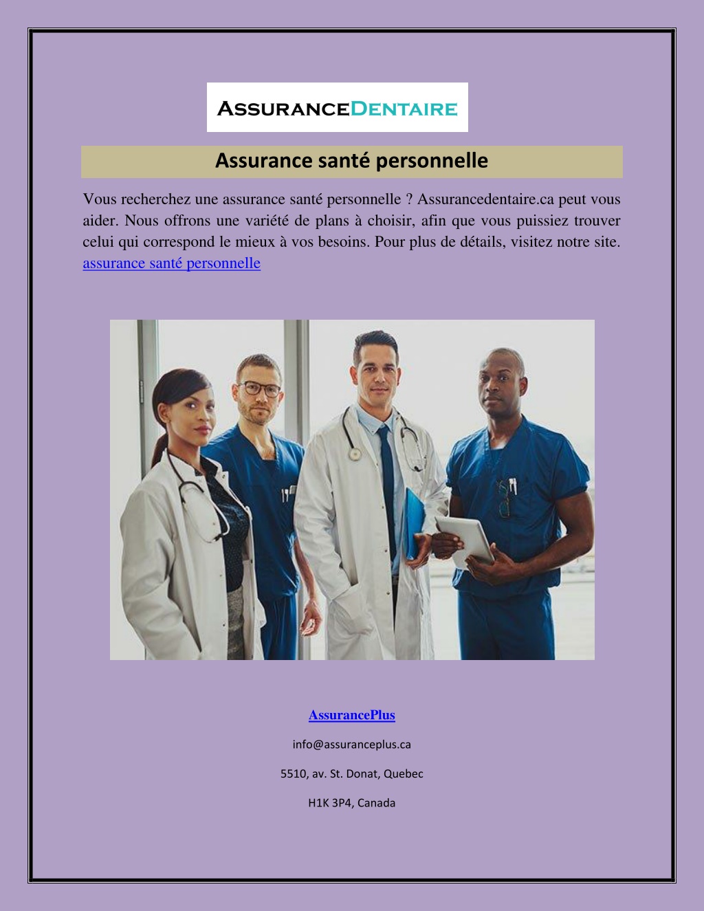 PPT - Assurance Santé Personnelle Assurancedentaire.ca PowerPoint ...