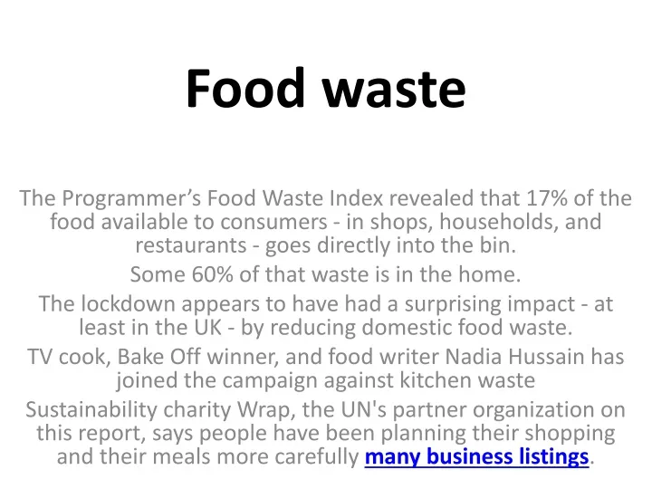 PPT - Food waste PowerPoint Presentation, free download - ID:11699242