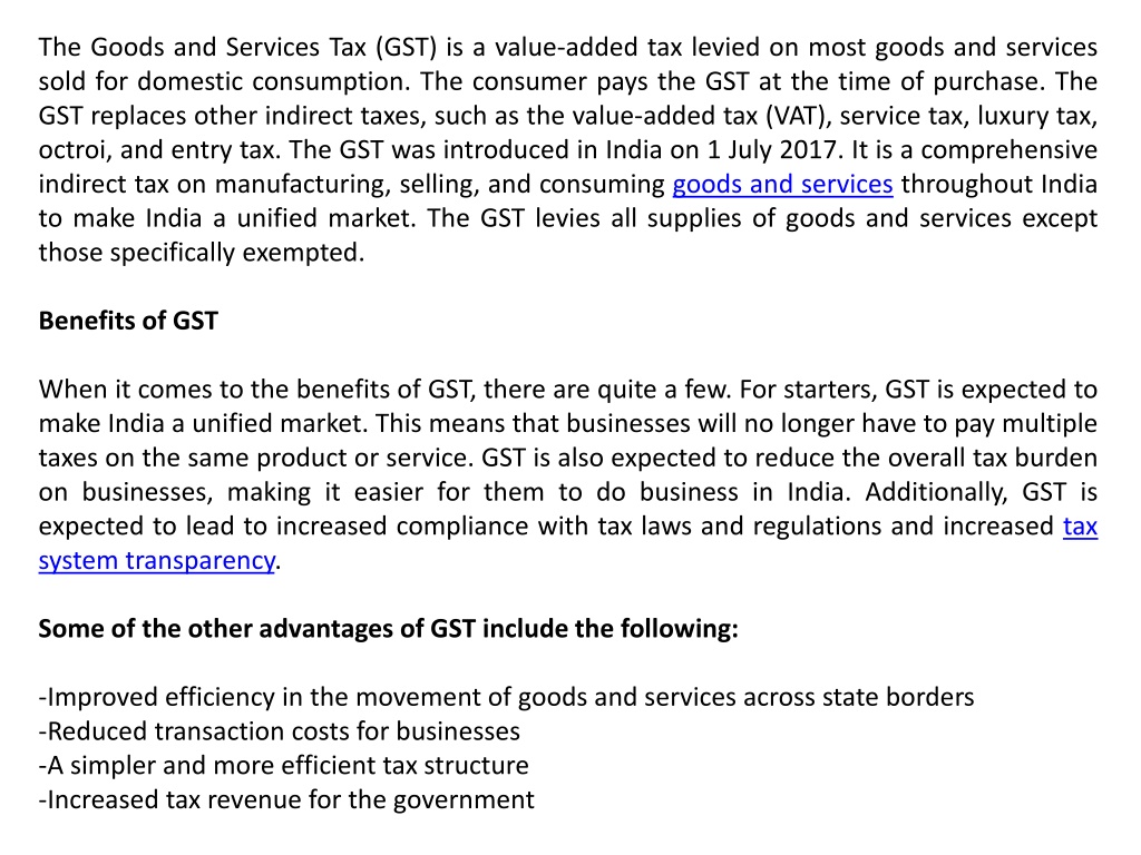 Ppt Benefits Of Gst What Are The Advantages And Disadvantages In India Powerpoint Presentation 2085