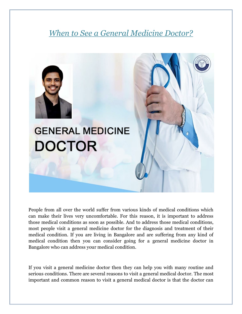 PPT - When to See a General Medicine Doctor? PowerPoint Presentation ...