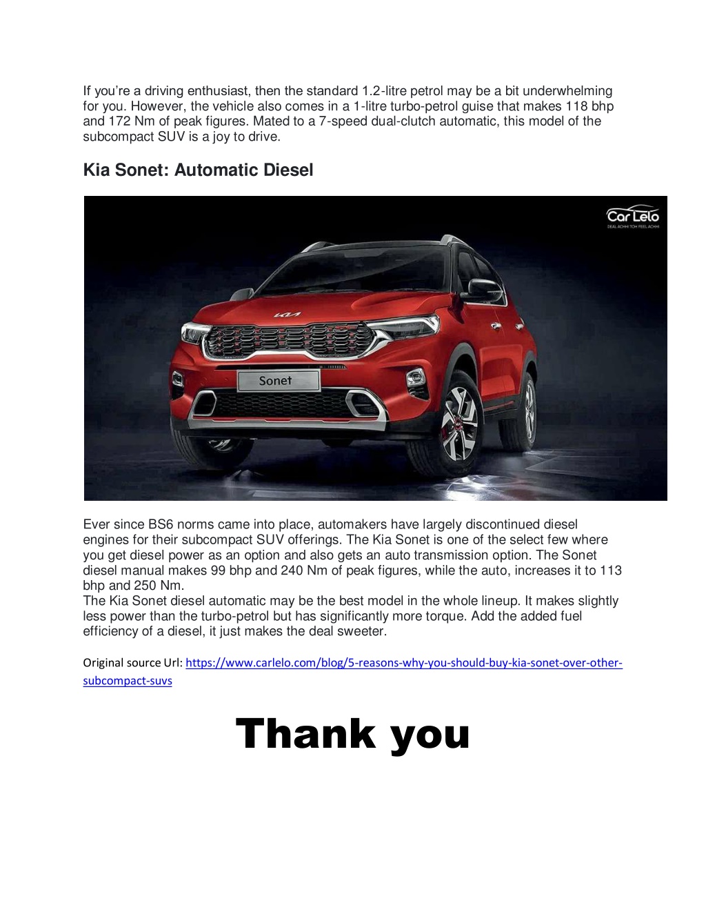 Ppt Reasons Why You Should Buy Kia Sonet Over Other Subcompact Suvs Powerpoint Presentation