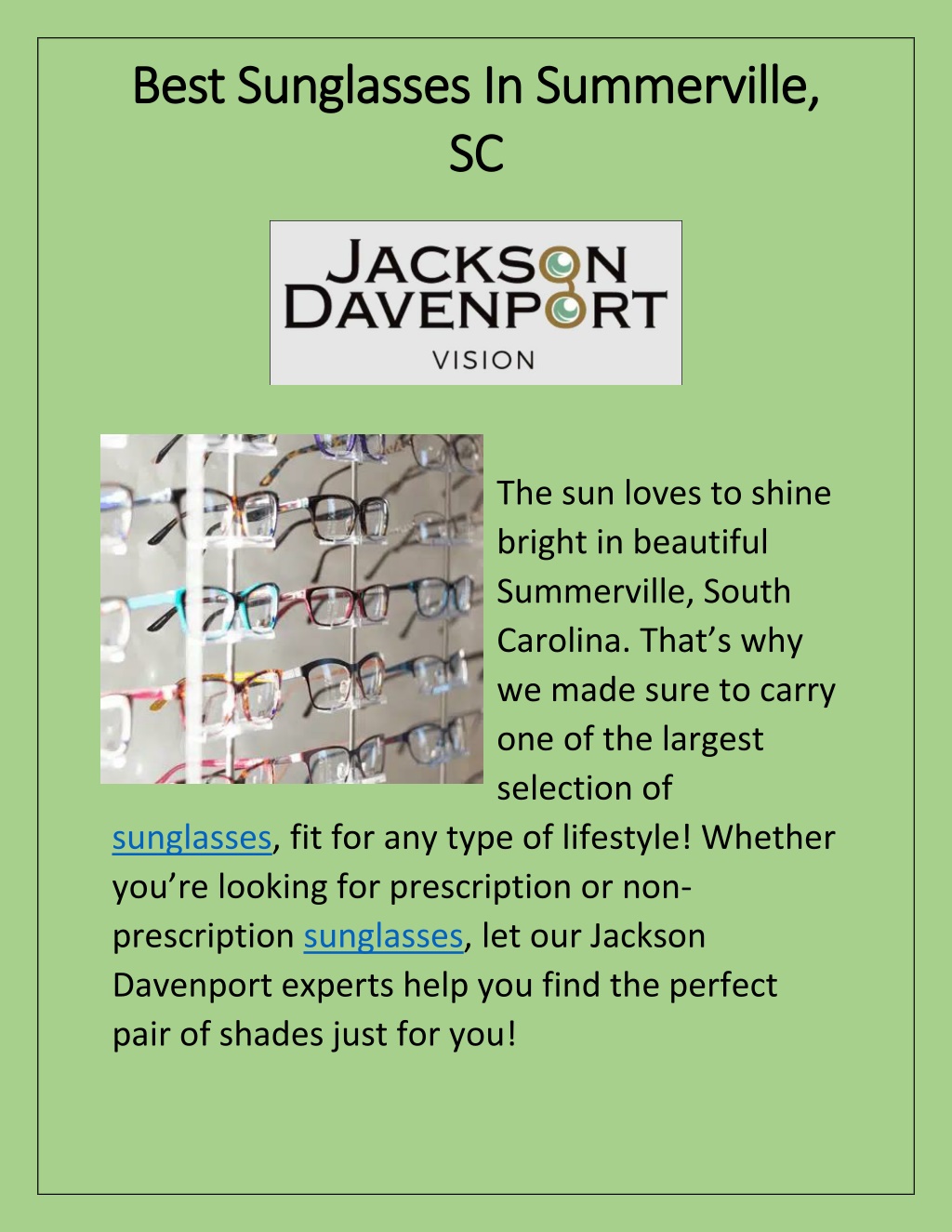 PPT Best Sunglasses In Summerville 1 PowerPoint Presentation, free