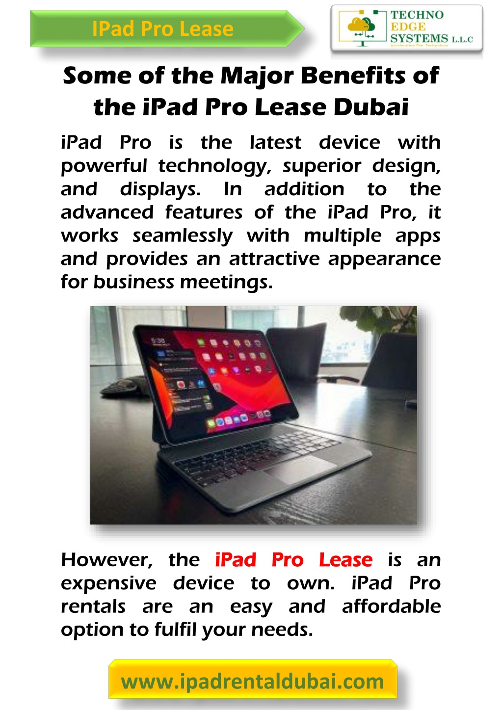 PPT - Some of the Major Benefits of the iPad Pro Lease Dubai PowerPoint ...