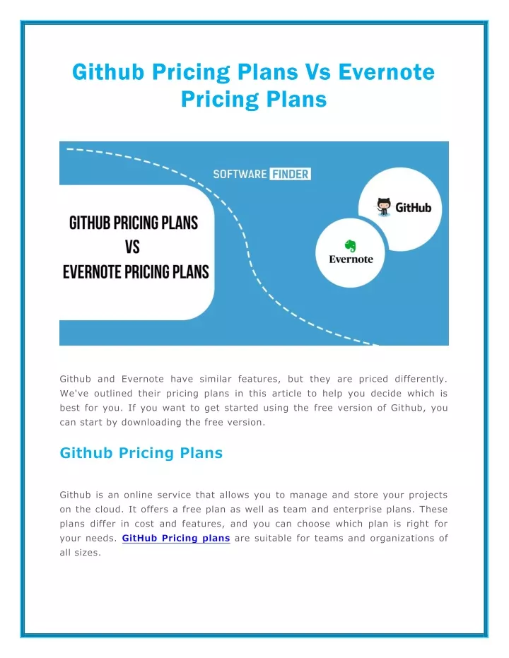 PPT A Guide To Github Pricing Plans Vs Evernote Pricing Plans Ppt a guide to github pricing plans vs evernote pricing plans