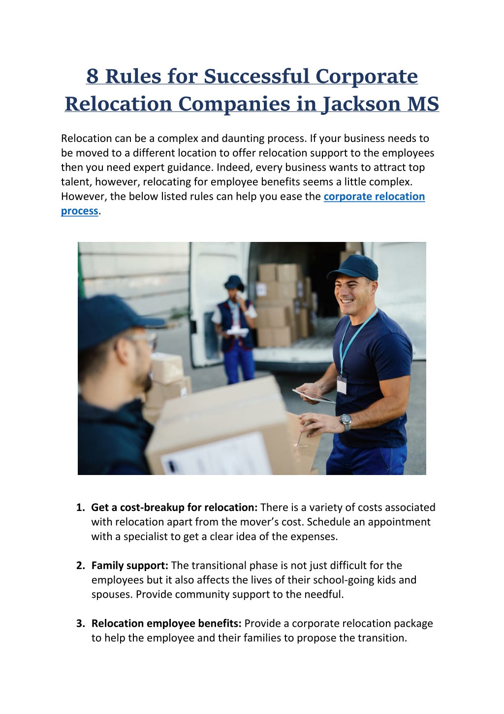 PPT 8 Rules for Successful Corporate Relocation Companies in Jackson