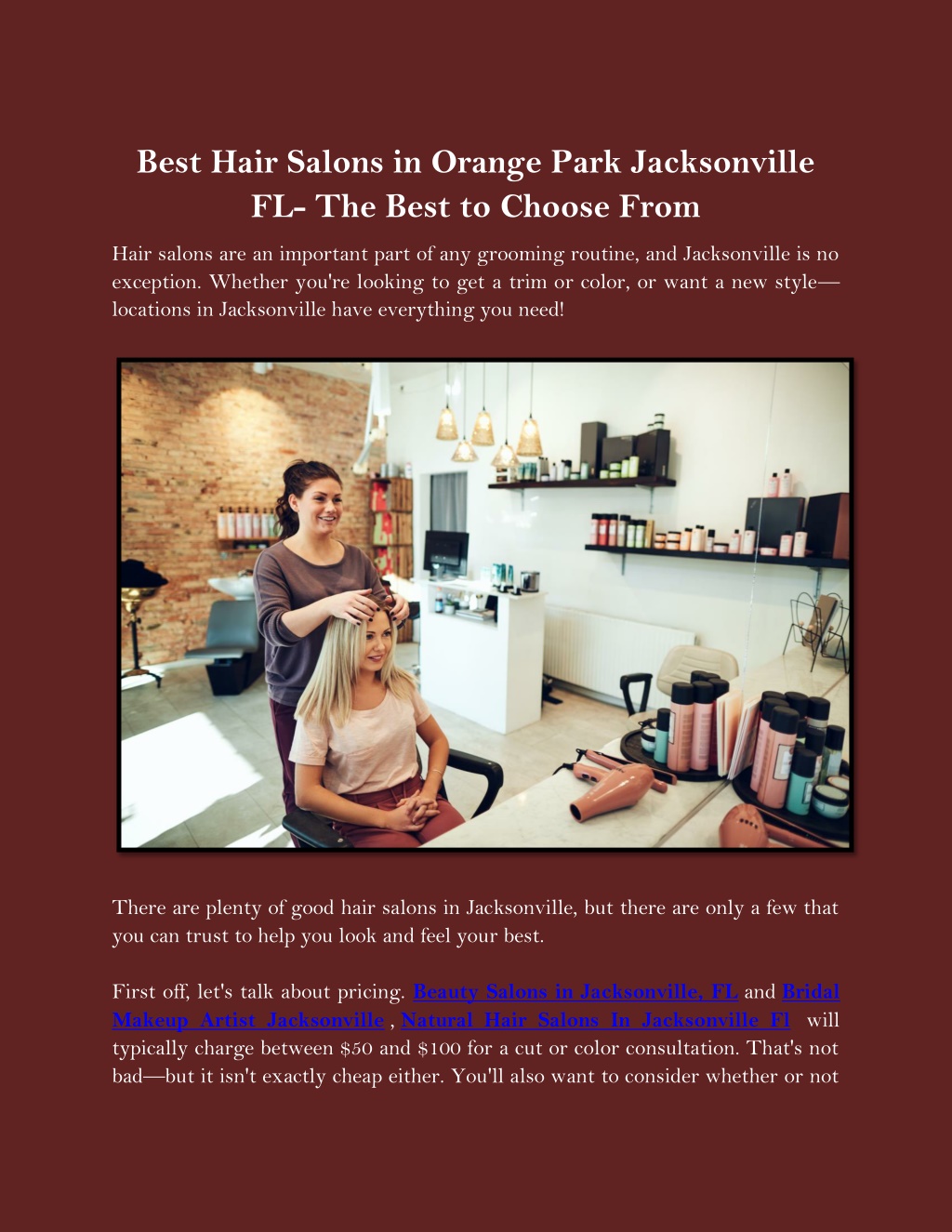 PPT Best Hair Salons in Orange Park Jacksonville FL The Best to