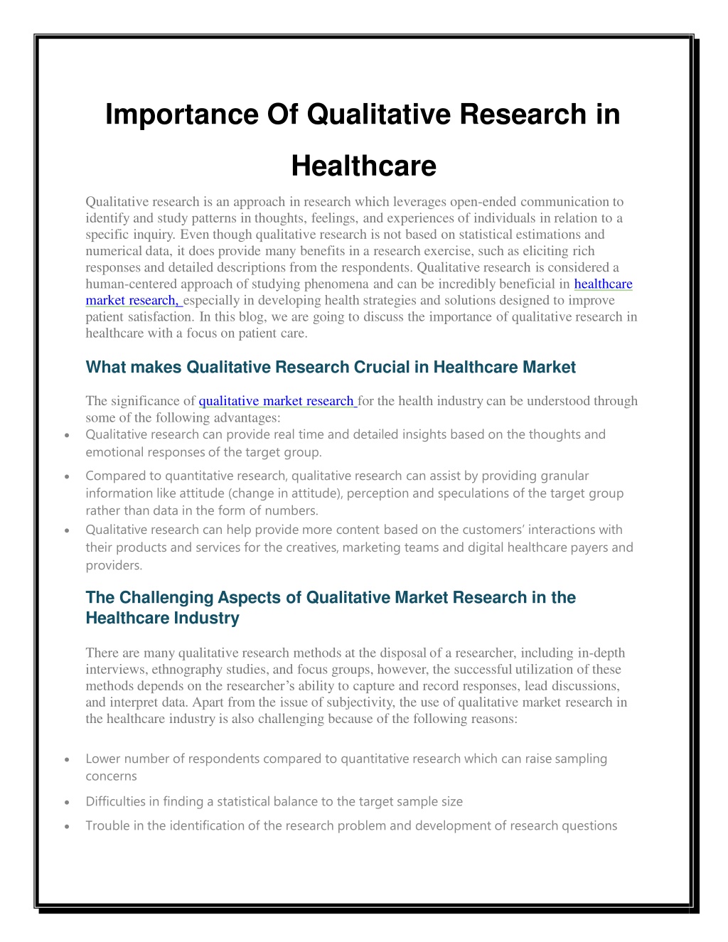 importance of qualitative research in medical field