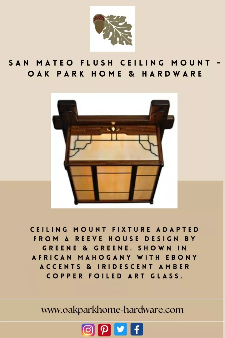 PPT San Mateo Flush Ceiling Mount Oak Park Home & Hardware