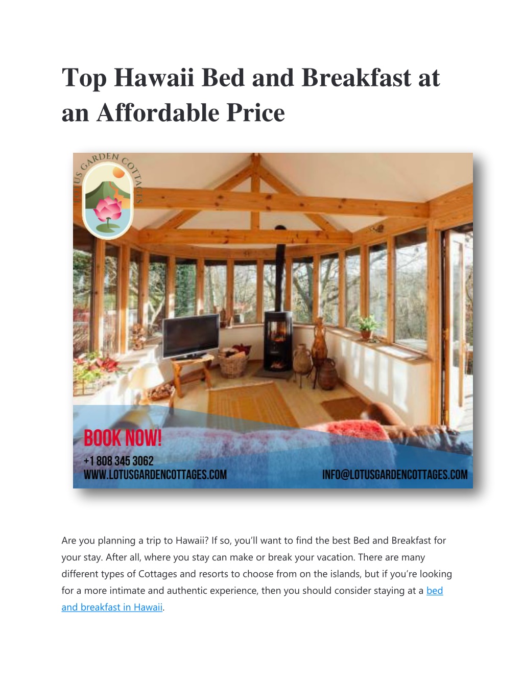 PPT - Top Hawaii Bed and Breakfast at an Affordable Price PowerPoint ...