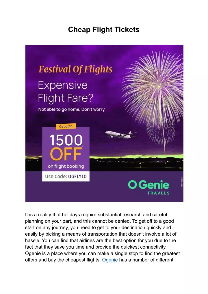 PPT Cheap Flight Tickets Ogenie PowerPoint Presentation, free