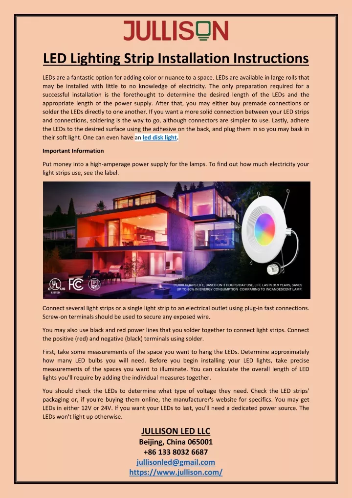 PPT LED Lighting Strip Installation Instructions PowerPoint