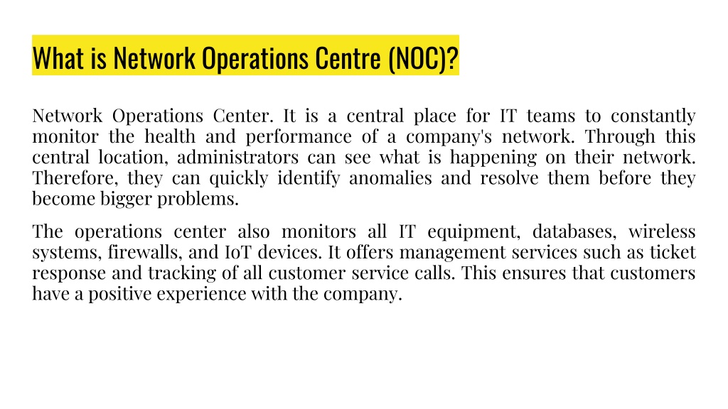 PPT - Do You Know What Is A Network Operations Center (NOC)? PowerPoint ...