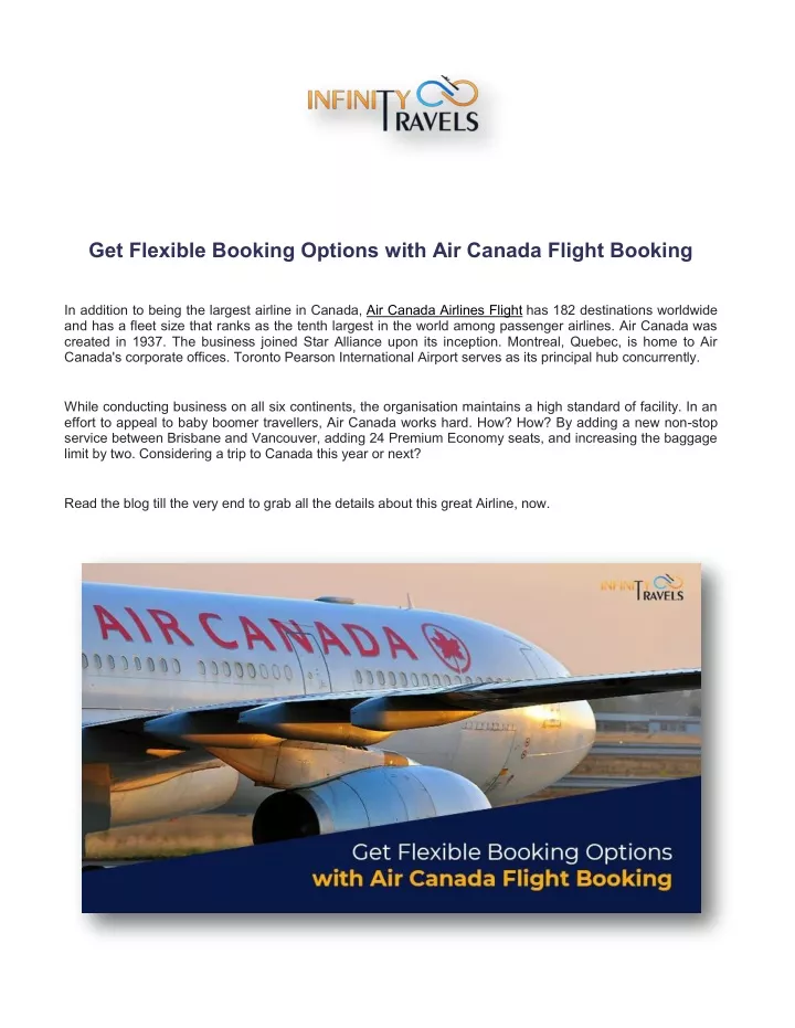 Ppt Get Flexible Booking Options With Air Canada Flight Booking