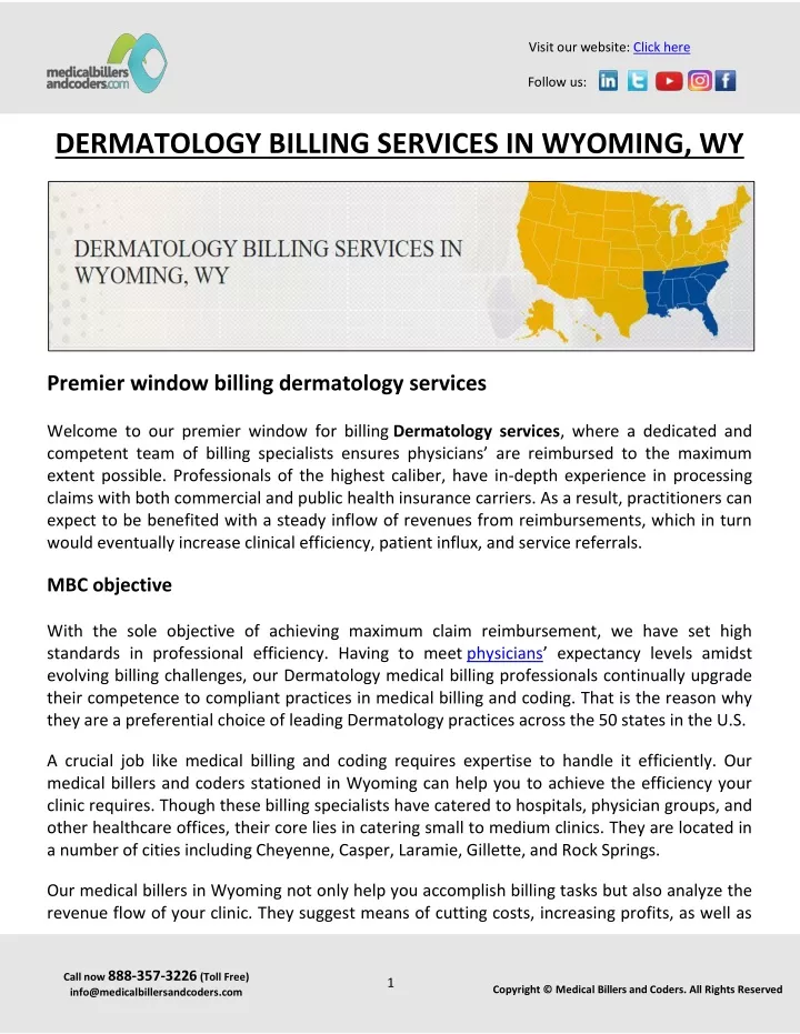 PPT DERMATOLOGY BILLING SERVICES IN WYOMING, WY PowerPoint
