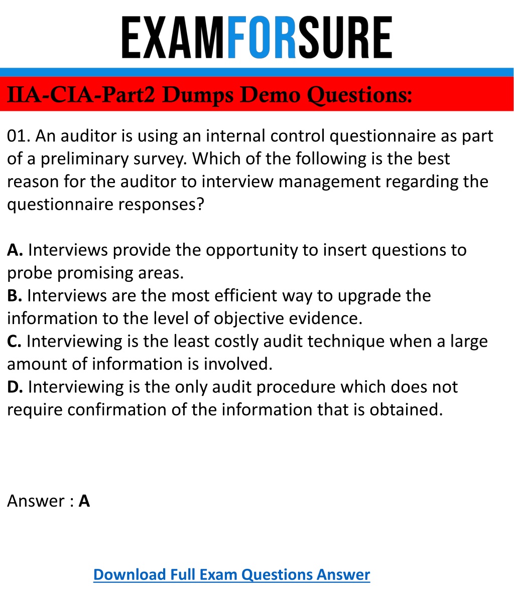 IIA-CIA-Part2 Musterprüfungsfragen