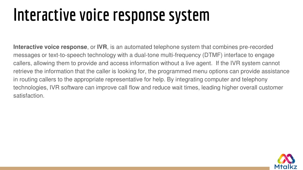 PPT - Interactive Voice Response System - Mtalkz PowerPoint ...