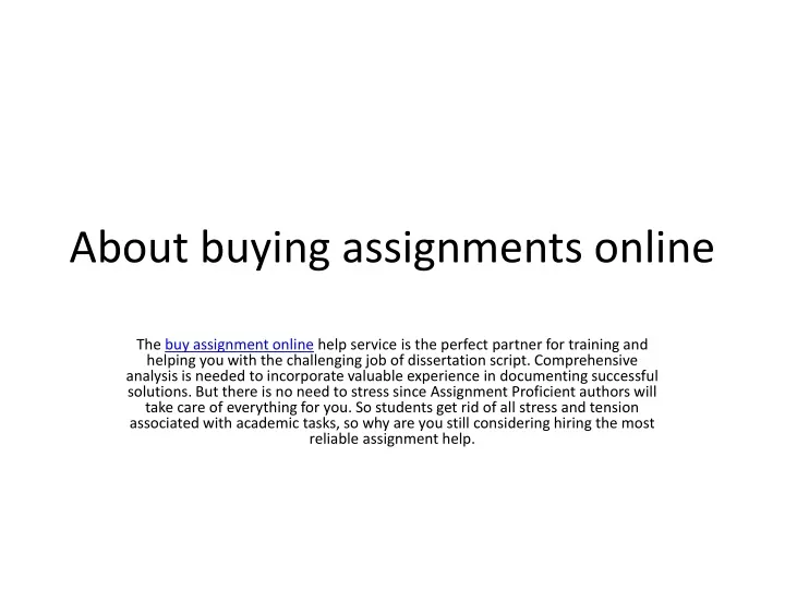 buying assignments