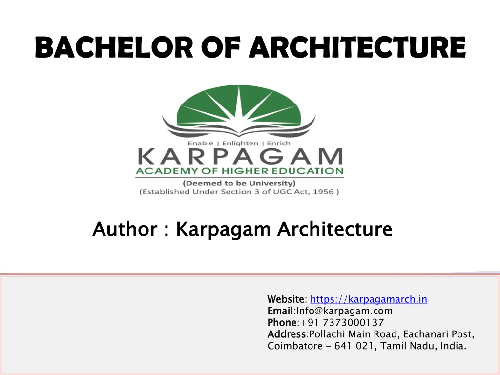 PPT - ABOUT BACHELOR OF ARCHITECTURE PROGRAM PowerPoint Presentation ...