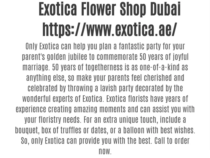 PPT Exotica Flower Shop Dubai PowerPoint Presentation, free download