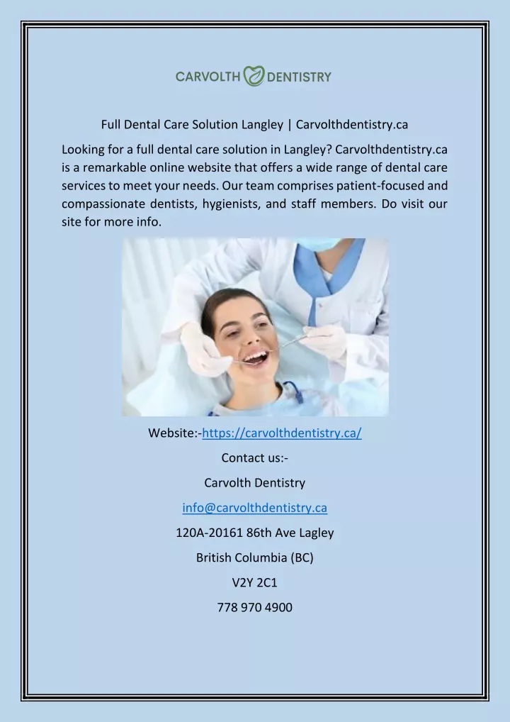 PPT Full Dental Care Solution Langley Carvolthdentistry.ca PowerPoint