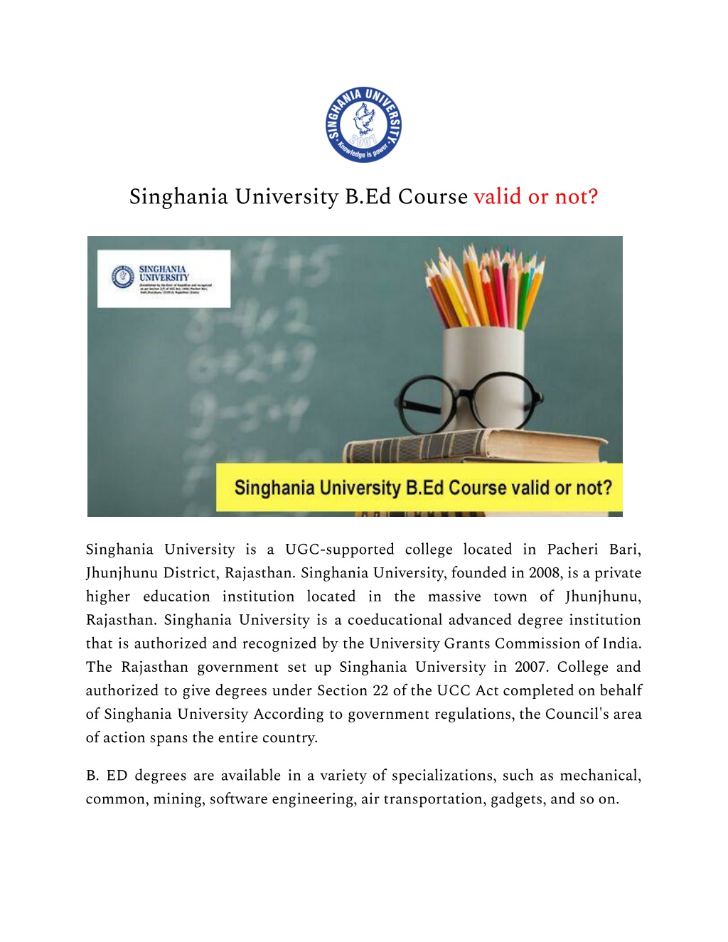 PPT - Singhania University B.Ed Course Valid Or Not_ PowerPoint ...