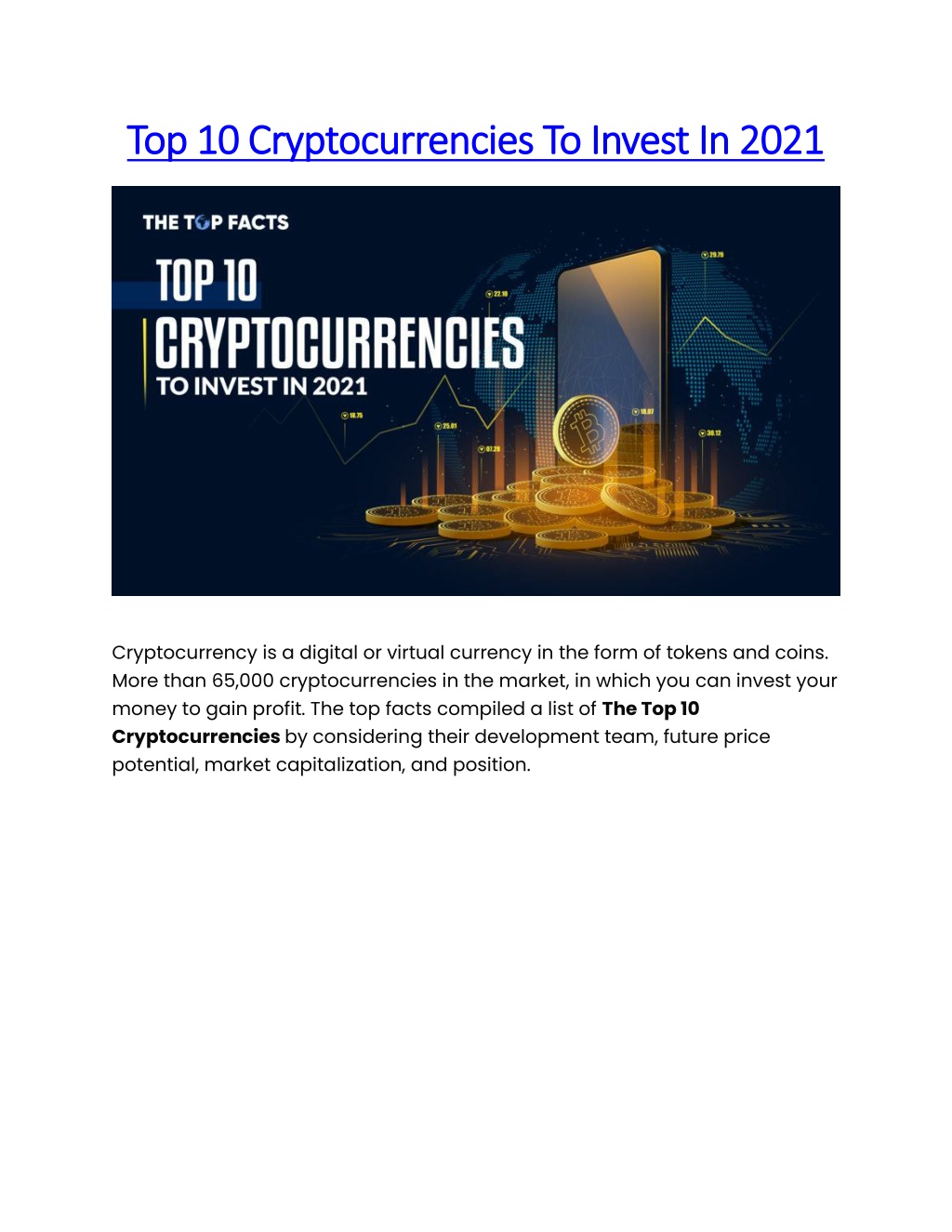 Which Crypto Currency To Invest In 2021